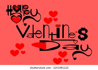 Illustration of a happy Valentine's Day background in red, pink and black