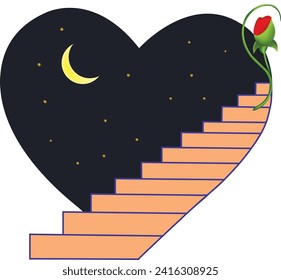 illustration of happy valentines day love vector with moon design