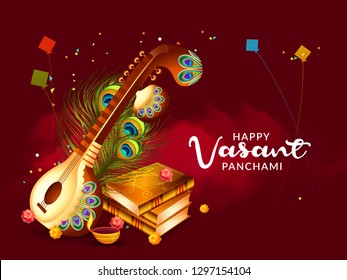 Illustration Of Happy Vasant Panchami Background.