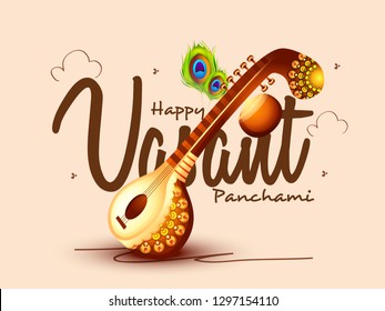 Illustration Of Happy Vasant Panchami Background. Illustration Of Happy Vasant Panchami Background.