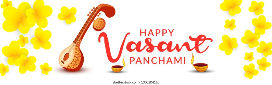 Illustration Of Happy Vasant Panchami Background. 