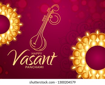 Illustration Of Happy Vasant Panchami Background. Illustration Of Happy Vasant Panchami Background.