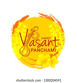 Illustration Of Happy Vasant Panchami Background. 