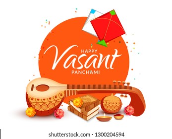 Illustration Of Happy Vasant Panchami Background. Illustration Of Happy Vasant Panchami Background.