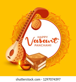 illustration of happy vasant panchami indian festival background.