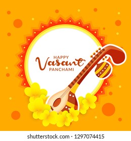 illustration of happy vasant panchami indian festival background.