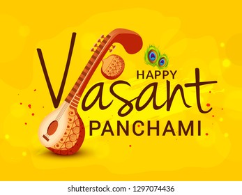 illustration of happy vasant panchami indian festival background.