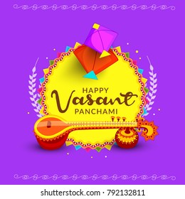 illustration of happy vasant panchami indian festival background.