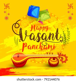 illustration of happy vasant panchami indian festival background.