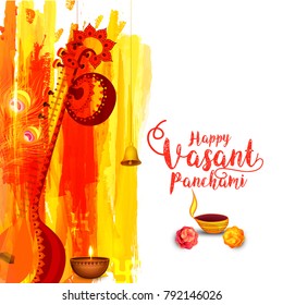 illustration of happy vasant panchami indian festival background.