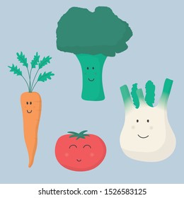 Illustration of happy vegetable veggie
