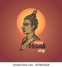 Illustration Of Happy vesak Day Or Buddha Purnima Background, Vector Illustration.