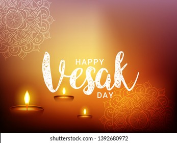 Illustration Of Happy vesak Day Or Buddha Purnima Background.