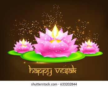 Illustration Of Happy vesak Day Or Buddha Purnima Background.