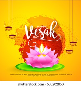 Illustration Of Happy vesak Day Or Buddha Purnima Background.