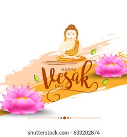 Illustration Of Happy vesak Day Or Buddha Purnima Background.