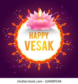 Illustration Of Happy vesak Day Or Buddha Purnima Background.