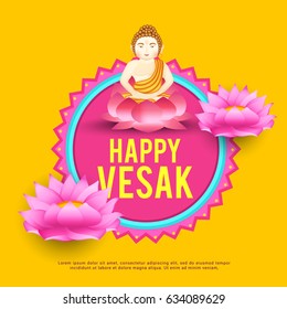 Illustration Of Happy vesak Day Or Buddha Purnima Background.