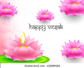 Illustration Of Happy vesak Day Or Buddha Purnima Background.