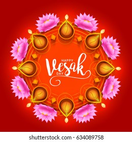 Illustration Of Happy vesak Day Or Buddha Purnima Background.