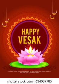 Illustration Of Happy vesak Day Or Buddha Purnima Background.