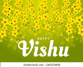 Illustration Of Happy Vishu Celebration Background.