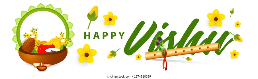 Illustration Of Happy Vishu Celebration Background.
