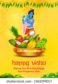 illustration of Happy Vishu new year Hindu festival celebrated in the Indian state of Kerala