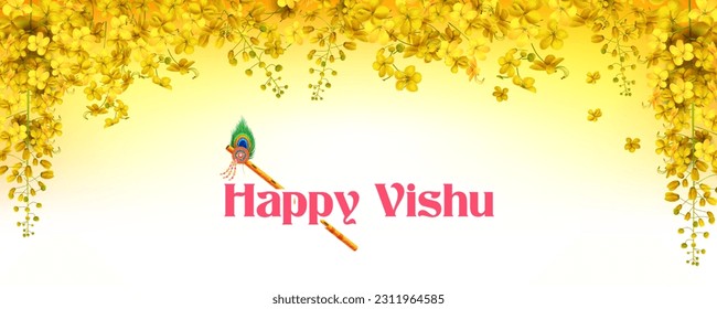 illustration of Happy Vishu new year Hindu festival celebrated in the Indian state of Kerala