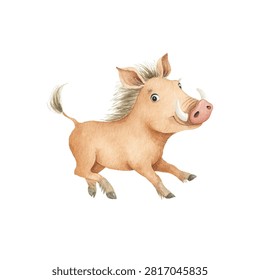 Illustration of a happy warthog running