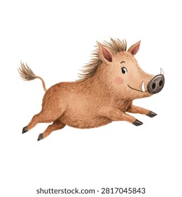 Illustration of a happy warthog running