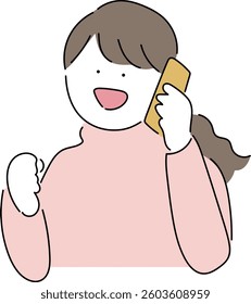 Illustration of a happy woman on the phone