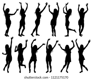 Illustration Happy Women Silhouettes Isolated Stock Vector (Royalty ...