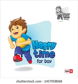 Illustration of a happy Young Boy Playing with a ball-vector.