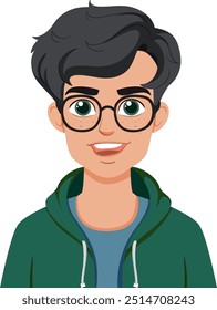 Ilustração de um jovem feliz sorrindo