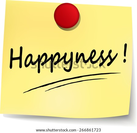 illustration of happyness note on white background