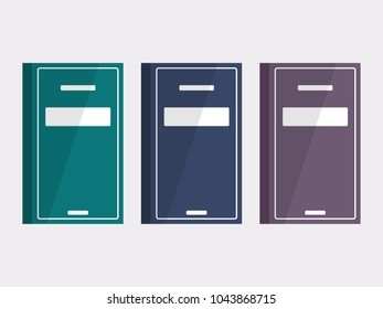 Illustration of a hard cover certificate, diploma or any kind of school or business achievement in green, blue and purple colors.