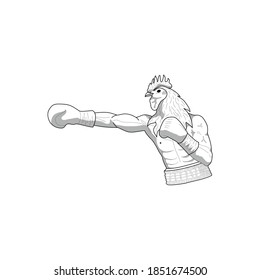 Illustration hard knocks rooster boxing logo design vector character mascot