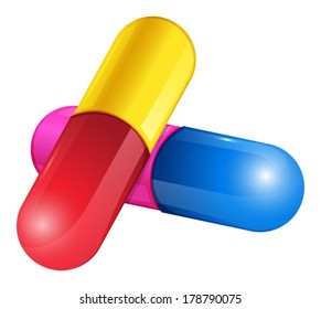 Illustration of a hard-shelled capsules on a white background