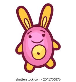 Illustration of hare in cartoon style. Cute funny character.
