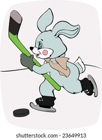 Illustration of the hare ice-hockey player