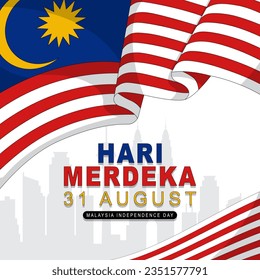 Illustration of Hari Merdeka greeting, which means Malaysia Independence Day