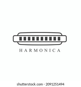 illustration of harmonica, wind instrument, vector art.