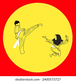 illustration of the harmony between a pair of martial arts experts