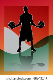 illustration has more than enough bottom orange, of man playing basketball