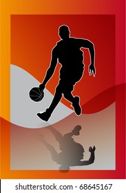 "illustration has more than enough bottom orange, of man playing basketball      "
