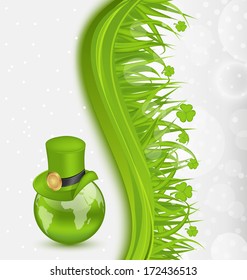 Illustration hat around Globe on St. Patrick's Day - vector
