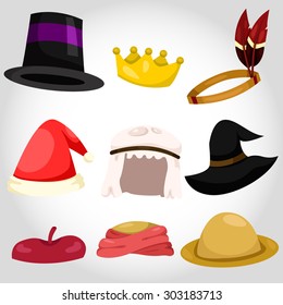 Illustration of hat and cap set