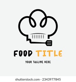 The Illustration of Hat Cook Line Art Logo