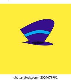 ilustración de un sombrero que tiene una forma única en azul y amarillo